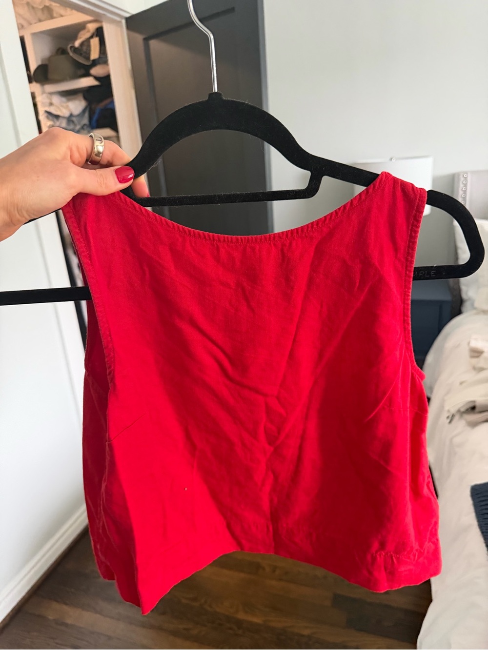 GAP Bright Red Sleeveless Crop Linen Tank